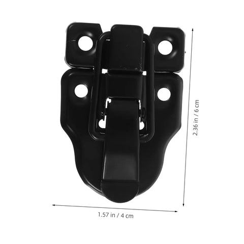 Retro Duckbilled Hasp Latch Set For Tool Boxes And Jewelry Boxes Metal Toggle Lock Hardware Kit, black latch, dimensions labeled.