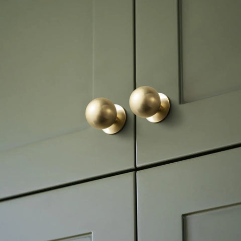 Solid Brass Cabinet Knob Set Of 6 Unlacquered Brass Round Ball Drawer Pulls For Kitchen Cabinets Vanity Dresser One And One Eighth Inch Diameter