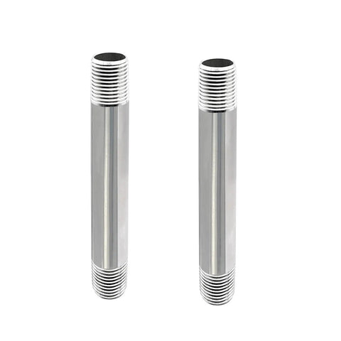 Beefy One Half Inch Stainless Steel Pipe Nipple, Six Inches Long, NPT Standard Fits Standard One Half Inch Threads And Fittings, 304 Stainless Steel, Rust Proof, Heavy Duty DIY Industrial Tube Pack Of Two