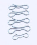 Heavy Duty Alloy Steel Cotter Pins Pack Of 5 Silver Spring Locking Fasteners For Industrial Repairs, Old Damaged Bolts And Auto Fixes Super Strong Security, showing five durable alloy steel cotter pins.