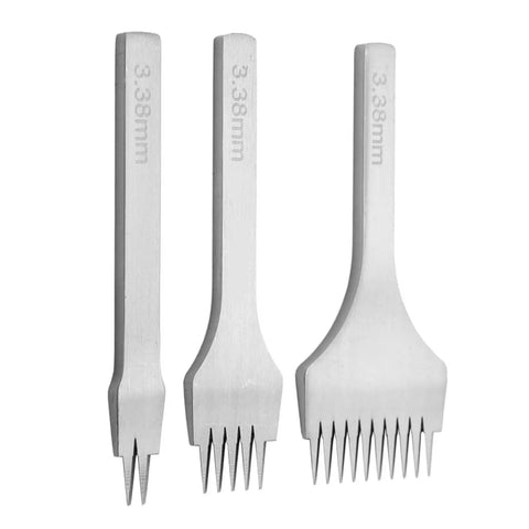 White Steel Prong Leather Punch Set For Crafting Includes 2, 5, And 10 Sizes With 3.38mm Spacing Rust Resistant Ergonomic Handles Pro Grade Leather Stitching Punch Kit For DIYers And Pros Built To Last.