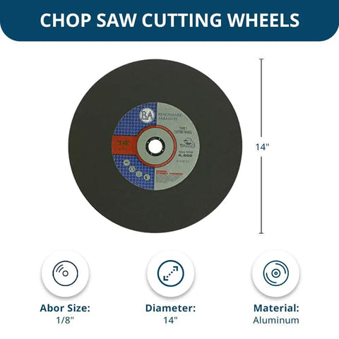14 Inch Metal Cutting Chop Saw Blade With One Eighth Inch By One Inch Arbor Aluminum Oxide Type 1 Heavy Duty Fast Circular Saw Blades For Cutting Steel Iron Pipes Tubing Drywall Grinding Wheel Pack Of Ten