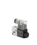Beefy Two Thirds Way Solenoid Valve For Air Control With One Eighth Inch Port Electric Electromagnetic Valve Compatible With DC 12V 24V Or AC 110V 220V Pneumatic System Ready For Industrial Use, shown with clear casing and black components