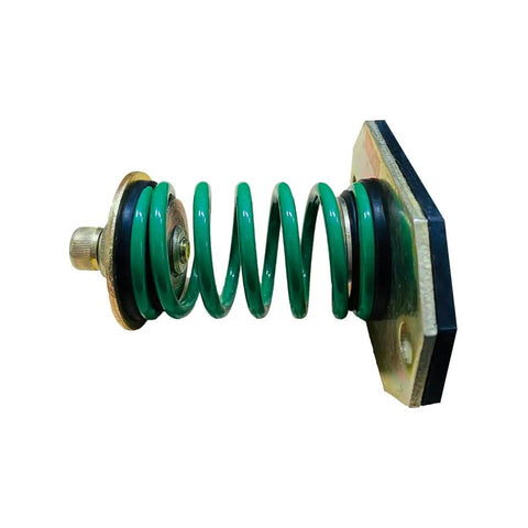 Badass Heavy Duty Spring Mount Vibration Isolators with Grippy Six Millimeter Rubber Pads detail showing green spring and mount