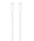 Front view of Apple 240W USB C To USB C Woven Charge Cable 2m for fast charging and data, showing connectors and braided material.