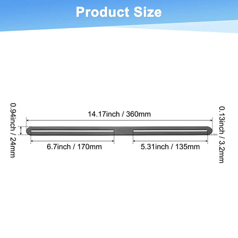 Upgrade Your Home Fixes With These Game Changing Adjustable Flat Mending Plates size chart showing dimensions 360mm x 170mm x 24mm black steel.