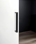 Matte Black Cabinet Pull on White Door with Knurled Handle, Part of 10 Pack, 5 Inch Hole Centers, Durable Aluminum, and Zinc Alloy Construction