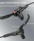 Double finger brake lever of 4 Piston Mountain Bike Hydraulic Disc Brake Set For Front Right 800mm And Rear Left 1400mm E Bike Brakes