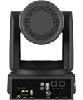 Top Shelf 5 Pack Of 4K PTZ Cameras With 30X Optical Zoom Bundled With A Zero Sweat Joystick Controller And Five Heavy Duty Wall Mounts For Plug And Play Studio Grind, rear view of camera's connection ports.