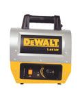 Heavy Duty Portable Forced Air Electric Construction Heater Puts Out Serious Heat And Offers Hassle Free Operation For Job Sites Making Harsh Winter Days Run Smoothly, seen from the front, compact design, 1.65 kW.