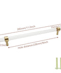 Brushed Brass And Clear Acrylic Cabinet Pulls, Modern T Bar Design, 11.2 Inch Total Length, 9 Inch Hole Center, with screws