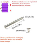 Eight Pack Folding Fan Axle Rivet Nails and Nut Repair Kit 35mm Replacement Fasteners with dimensions displayed