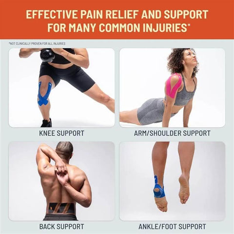 Image showing Pro Grade Synthetic Kinesiology Athletic Tape With Celliant Infrared Technology for knee, arm, back, and ankle support.