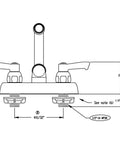 Technical drawing of model LKB400 Scrub And Handwash Wall Mount Faucet with Gooseneck Spout and Removable Cartridges dimensions.