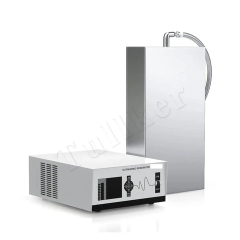 Top Tier 1800W Ultrasonic Cleaner With Immersible Vibration Board Transducer Generator, stainless steel generator and control panel.