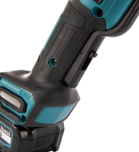 Cordless 40V Max Angle Grinder Powerhouse with brushless motor and battery compartment for construction and woodworking.