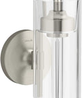 Purist 1 Light Sconce With Rounded Glass Shade And Tubular Metal Base, Modern Wall Lighting For Damp Areas, Requires E26 Medium Base Bulb, Type T Recommended, Coordinates With Purist Collection, shown in brushed nickel finish
