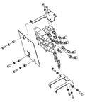Auto Crane HYD Valve Retrofit Kit 3203 by Amazon; exploded view showing valve block, mounting plate and fittings