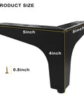 4 Inch Triangle Metal Furniture Legs Set Of 4 For Cabinets And Dressers Heavy Duty Replacement Feet With Matte Black Finish, size details