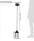 Vintage Iron Cage Pendant Light, Industrial Hanging Lamp Rustic, 47" with dimensions displayed, adjustable chain for height.