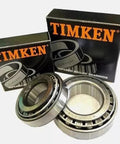 Front view of Timken bearing set for 7000 lb trailer axle, 25580/25520 and 14125A/14276, with boxed packaging.