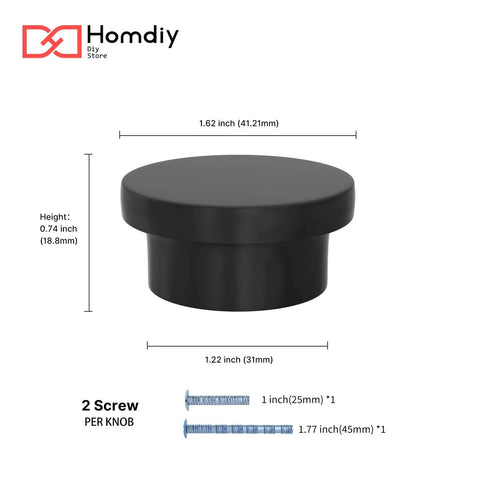 Sleek Black Cabinet Knobs Set 10 Pack Round Metal Zinc Drawer Pulls for Kitchen Cabinets Cupboards Dressers and Desks Easy Install Hardware By Homdiy
