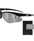 Top Shelf Mirror Shooting Safety Glasses Featuring Ansi Z87 Impact Rating And Uv400 Sun Guard Lenses Built Tough For the Range and Casual Outdoor Runs Today with lens and cleaning cloth.