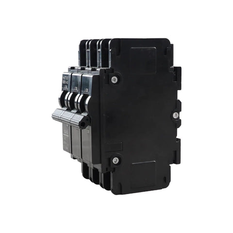 Side view of AC Miniature Circuit Breaker 25 Amp 120 Volt 240 Volt 3 Pole DIN Rail Mount 35mm UL 489 Listed MCB With 10kA Breaking Capacity