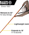 Telescopic Pole Wire Spanner Plus Extends To Eighteen Feet In Ten Seconds With Friction Twist Lock, lightweight resin design