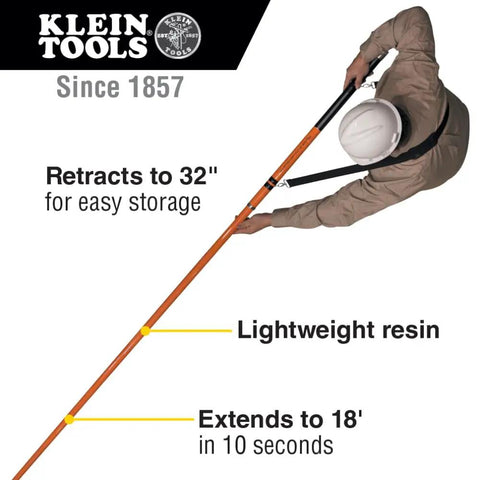 Telescopic Pole Wire Spanner Plus Extends To Eighteen Feet In Ten Seconds With Friction Twist Lock, lightweight resin design