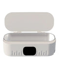 Knockout Portable Ultrasonic Cleaner For Glasses And Jewelry Using High Frequency Vibration And Eco Friendly Deep Wash Tech To Make Your Treasures Look Slick And Sparkling Fresh In Pink, open design with a sleek white housing.