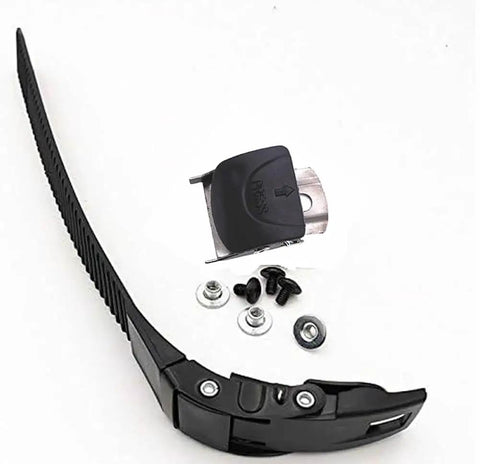 2 Pack Inline Skate Buckle Replacements With Energy Straps Screws And Nuts Universal Fit displayed with hardware on white background