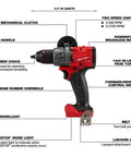 Professional Heavy Duty Brushless Cordless Drill Driver With Half Inch Chuck And Auto Stop Feature 18V Compatible Bare Tool showing features and controls.