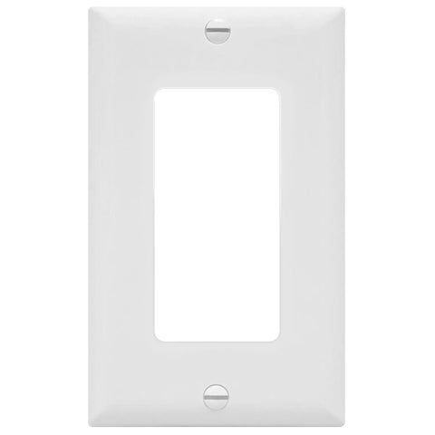 Decorator Wall Plate 1 Gang Switch Receptacle Cover, Built Tough With Unbreakable Polycarbonate Thermoplastic, Heat and Fade Resistant, 4.50 x 2.76 Inches, White