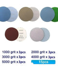 Get This Awesome 15 Piece 125mm Hook Loop Sanding Discs Set With Grits 1000 To 5000 For Ultimate Polishing On Wood Metal And Cars - assorted sanding discs.