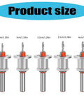 Super Versatile 5Pcs Adjustable Depth Stop Countersink Drill Bits For Super Smooth Board Install Jobs With High Hardness Alloy Steel and Precision Tapered Heads That Rock, showing sizes 2.8cm to 4cm.