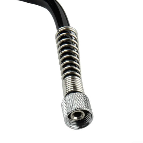 Heavy Duty 3 Meter PU Coiled Airbrush Hose With Secure One Inch Couplers For Car Detailing Spray Painting And Art Projects Featuring Kink Free Flexible Tube That Stays Tidy On The Job Site Every Time, close-up of threaded coupler