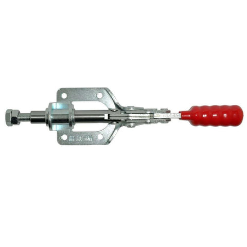 Beefy Pro Grade Toggle Clamp Quick Release Push Pull 302F, 300 Lbs Holding Capacity, Heavy Duty Cold Rolled Steel With Zinc Finish And Red Vinyl Handle