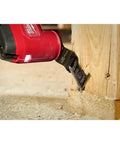 Professional Grade Oscillating Multi Tool Blades One Three Eighths Inches Carbide Tipped Cutting Edges Five Pack Heavy Duty Power Tool Accessories Straight Up Tough As Nails Construction Grind cutting through wood.
