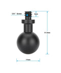 Close-up of an aluminum Dual 17mm Ball to 1/4-20 Mount for Cameras with dimensions, great for video rigs and tripod systems