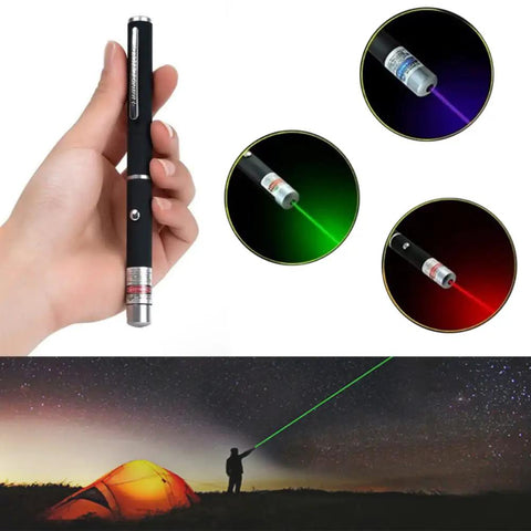Hand holding Three Pack Laser Pointer for Cats and Dogs Interactive Pet Toy Set with Red Green and Purple Lights Great For Playtime