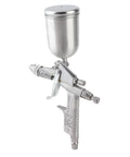 Top Tier Mini Pneumatic Paint Sprayer With Gravity Feed And Hella Tight 0.5MM Nozzle, silver finish, 125ml reserve.