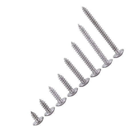 M3 Self Tapping Screws Set, 200 Pieces, 304 Stainless Steel, Truss Head, various sizes displayed linearly
