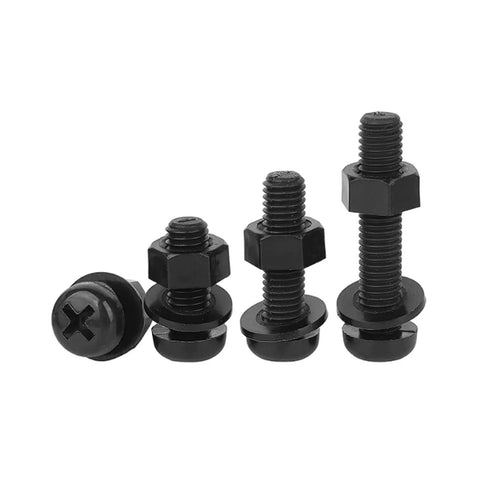 Black Nylon Round Head Phillips Screws And Nuts Kit With Flat Washers Plastic Pan Two Piece Hardware Set DIY Ready For Indoor And Outdoor Projects Durable Easy Install And Strong Threads For Quick Adjustments, black screw set