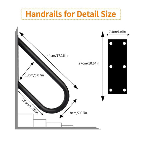 Tough As Nails U Shaped Wall Mounted Grab Bar For Stairs With Nonslip Grip Easy Install Door Jmb Corner Safety Handrail dimensions and details.