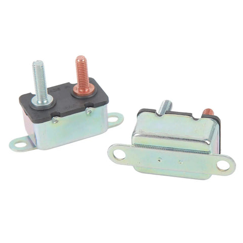 Built Tough Auto Reset Circuit Breaker 50 Amp 12V 24V Stud Bolt Mount, featuring stud bolts and sturdy metal casing.