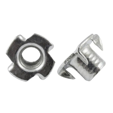 50 Piece Zinc Steel T Nuts Set With Four Jaw Tee Prong Serrated Thread Inserts For Wood And Metal Sheets M3 Size Ideal For Home DIY Projects