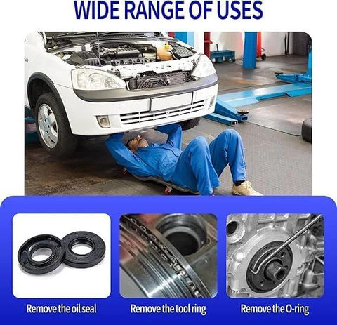 4-pc precision pick and hook set with non-slip, multi-color handles for automotive oil seals, O-rings and gaskets