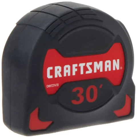 Easy Grip Tape Measure With 30 Foot Reach, Durable Rubber Exterior, Shock Resistant, Ideal For DIY Projects, Black And Red Casing