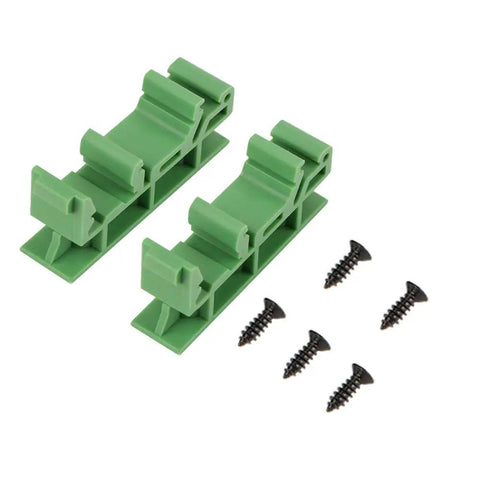 Ten Pack DIN Rail PCB Mounting Brackets For 35mm C45 Rails Green Clips For DIY Electrical Projects Durable Holder Carrier Mounting Clips Easy Snap In Includes Ten Sets For Secure PCB Mounting with screws